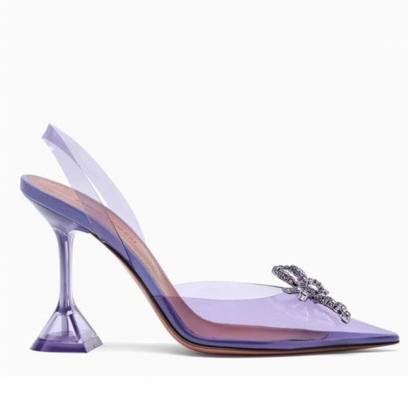 New Amina Muaddi Rosie Crystal-Embellished Transparent PVC Slingback Pumps 38.5 - Picture 3 of 11